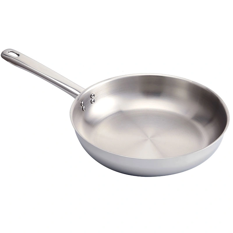 2PCS 3-Ply 304 Stainless Steel Frying Pan with Glass Lid Mirror Polish Cookware Manufacturer Wholesale 18/20/22/24/28cm