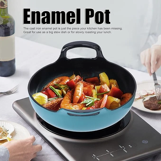 Blue Pot Household Enamel Cast Soup Non-Stick Iron Stew Enamel Pan Gas Induction