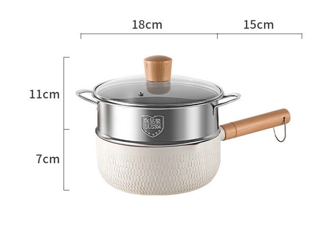 18cm Round Egg Frying and Baking Pan Milk Heating Pan with Steamer