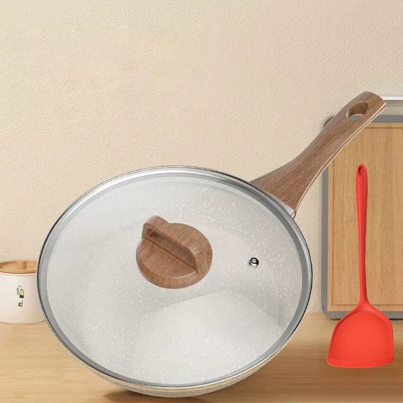 Non-Stick Non-Oily Fume Cookware Frying Pan Wok with Lid