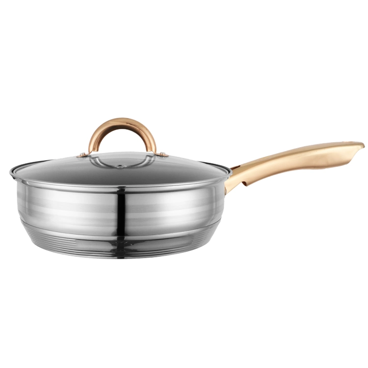 Stainless Steel Pan, Stir Fry Pan with Five-Ply Base, Pan with Glass Lid, Multipurpose Stewpot Skillet, Saute Pan, Casserole in Pots and Pans