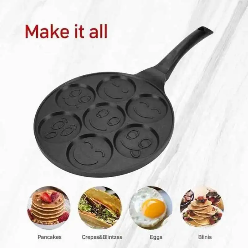 Smiley Face Mini Pancakes Non-Stick Waffle Baking Breakfast Cookie Omelette Egg Fry Pan