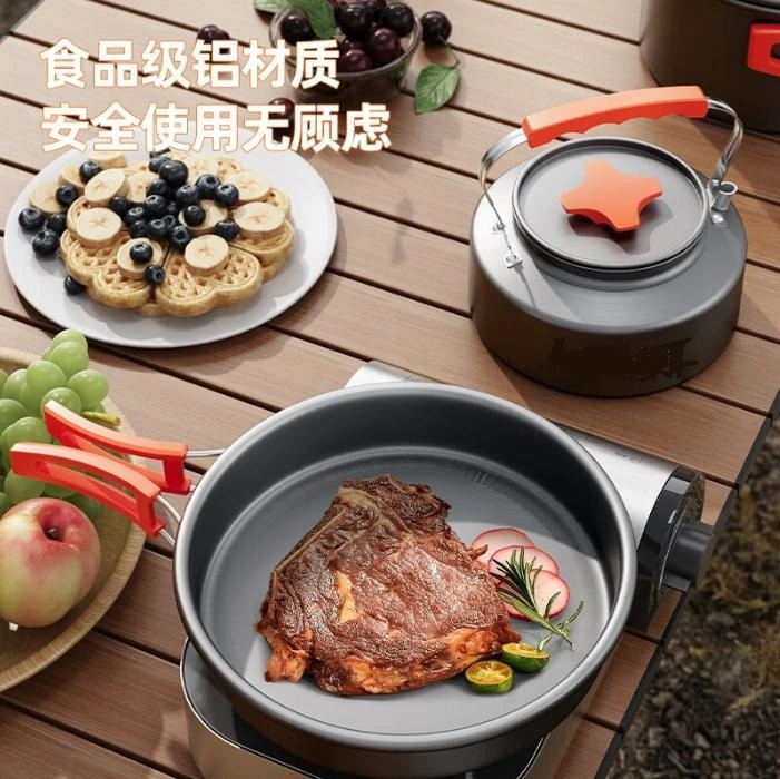 Camping Cookware Outdoor Pot Kettle Frying Pan Gear Portable Backcountry Camping Cutlery Sets