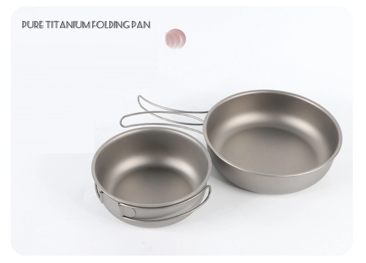 Wholesale Pure Titanium Camping Outdoor Cooking Portable Wild Cookware Collapsible Frying Pan