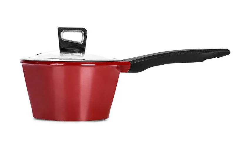 Red Color Die-Cast Aluminum Cookware Set New Style Soft Touch Handle Pots and Pans for Cooking with Induction Bottom