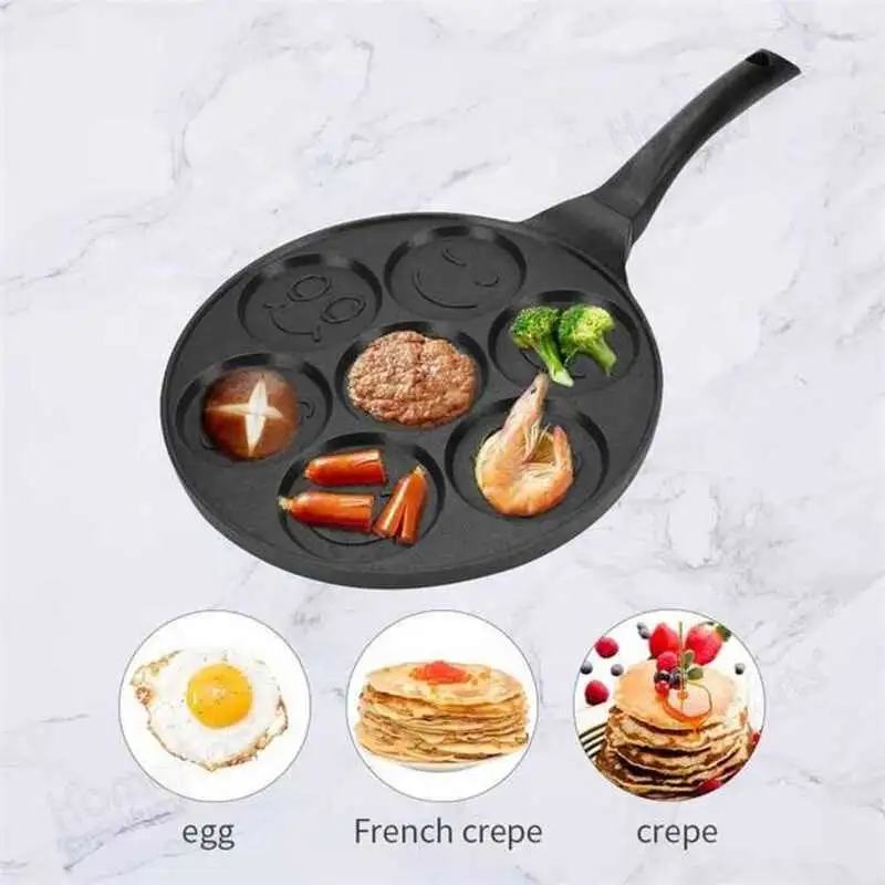Smiley Face Mini Pancakes Non-Stick Waffle Baking Breakfast Cookie Omelette Egg Fry Pan