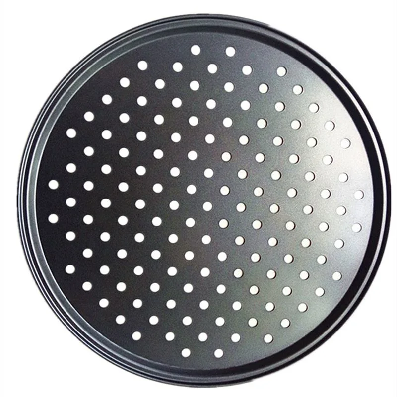 9 Inch Carbon Steel Non Stick Round Holes Pizza Pans Perforated Cake Pan