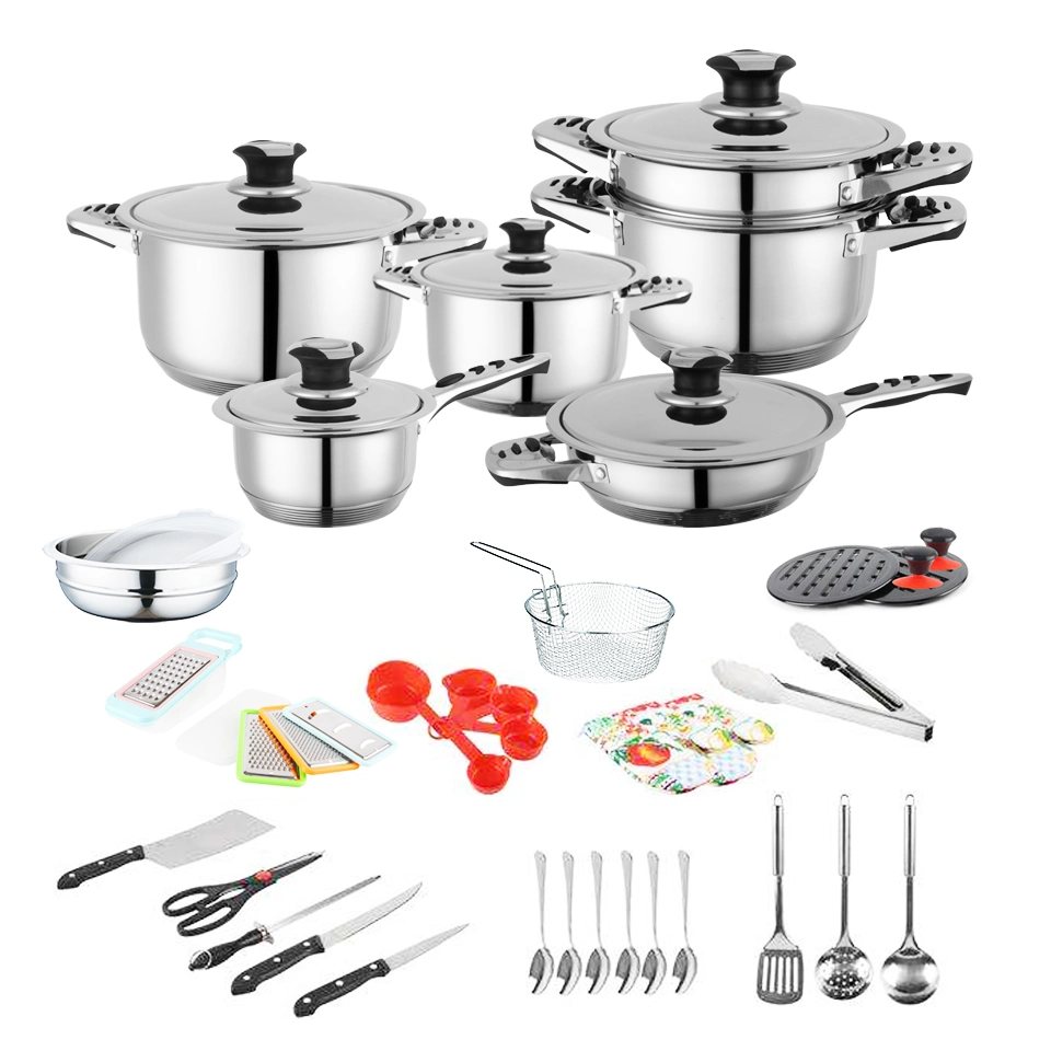 South Africa Cookware Set 50 52 PCS Stainless Steel Frying Pan Casserole Pots and Pans Cooking Pot