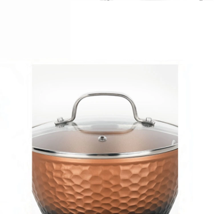 Copper Hammered Cookware Set, Triple Kitchenware Cooking Pot Includes Sauce Pan, Casserole, Frying Pan