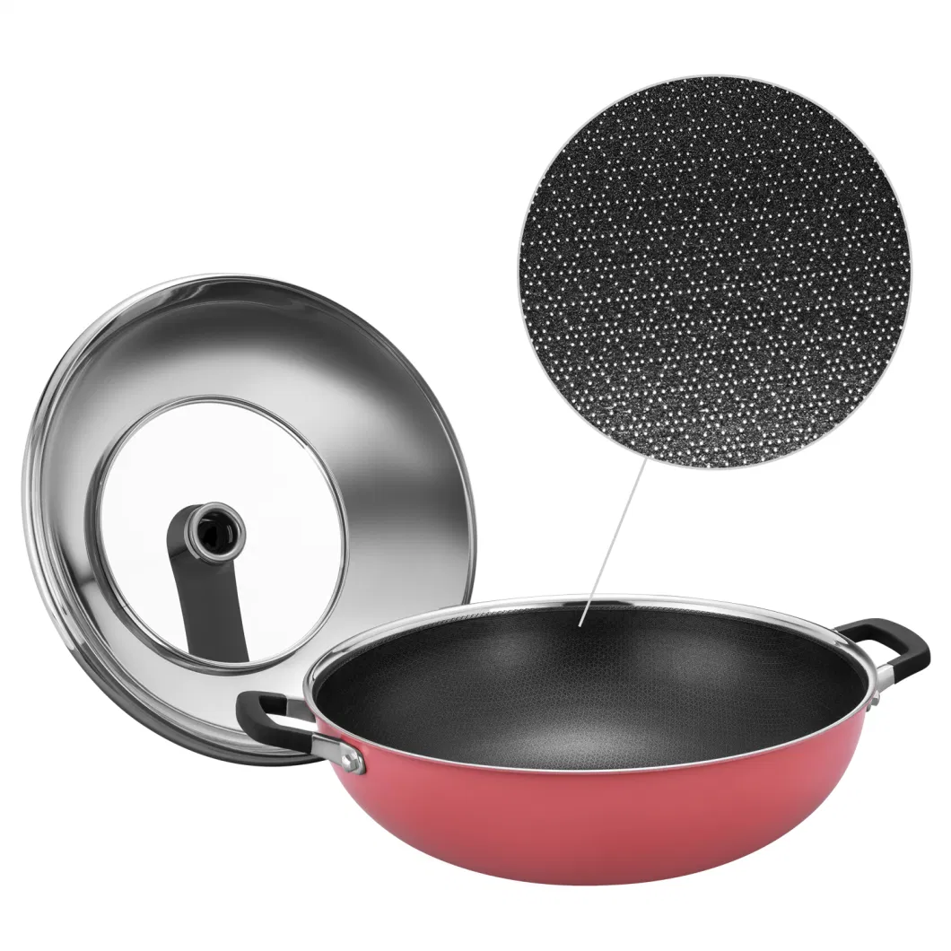 Hot Sales Cookware Stainless Steel Nonstick Eterna Coating Ceramic Outer Layer 36cm Wok