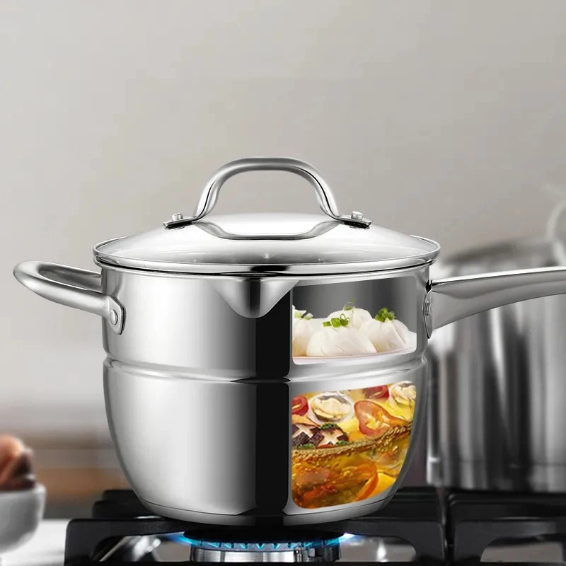 22cm Restaurant Kitchen Induction Cooker Stainless Steel Multifunction Cooking Pot Deep Frying Pot with Basket