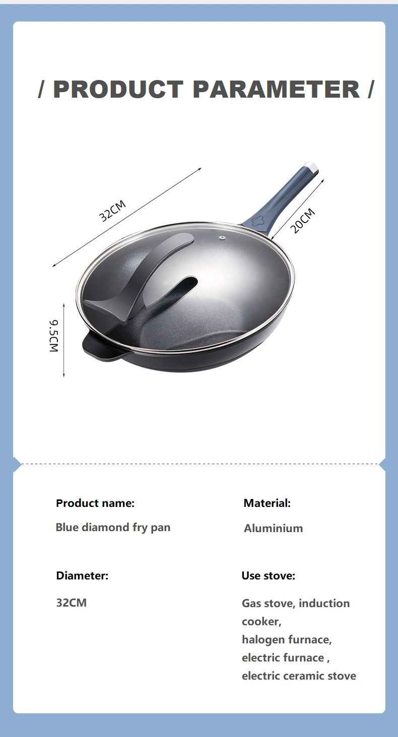 Cast Aluminium Cookware Skillets Fry Saute Pan with Lid Non-Stick Pots