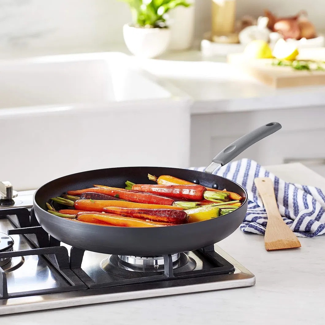 Nonstick Fry Pan Marble Inner Coating and Induction Bottom with Silicone Handle