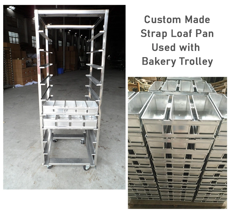Custom Made 8 Cavities Industrial Aluminium Non Stick Strap Loaf Pan Snadwich Toast Bread Baking Oven Pan for Bakery Rack