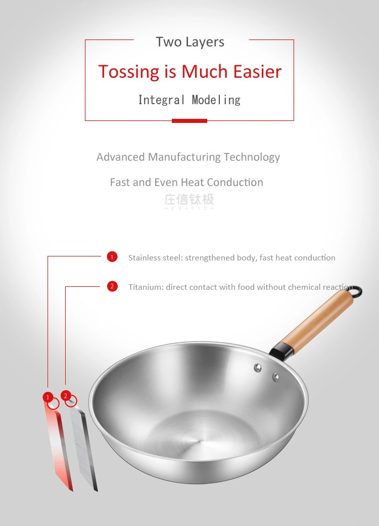 32cm Green Initiative Pure Titanium Chinese Nonstick Stir Frying Pan Woks