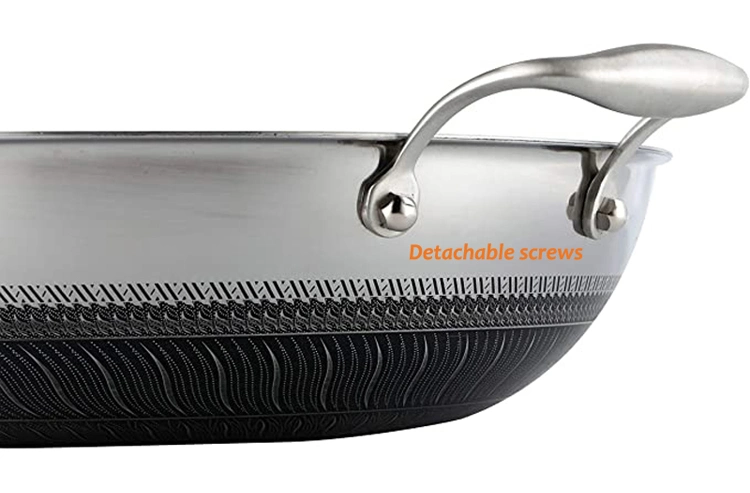 Stainless Steel Honeycomb Nonstick Coating Wok with Glass Lid Multifunction Kitchenware Cookware Cooker