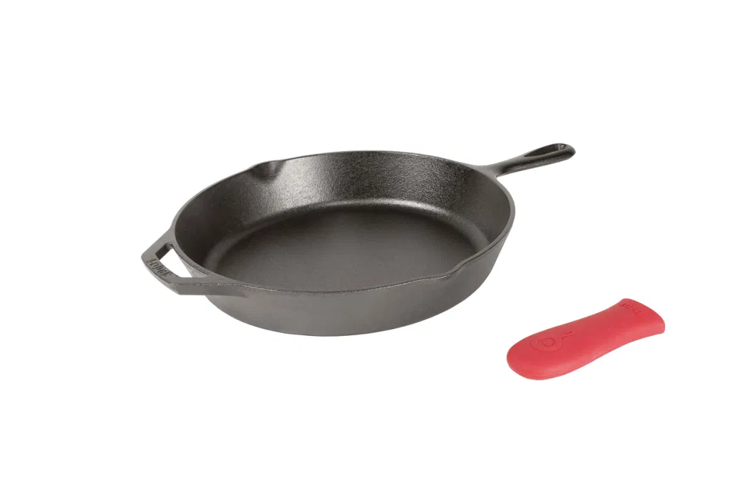 Cast Iron Skillet with Silicone Hot-Handle-Holder 12-Inch Pan for Versatile Cooking Experience