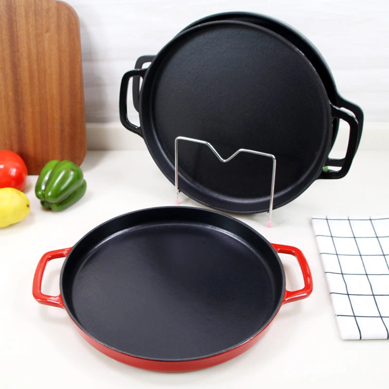 2023 Chinese Factory Diameter 12&quot; 30cm Preseasoned Cast Iron Frying Pan Baking Tray Pizza Pan