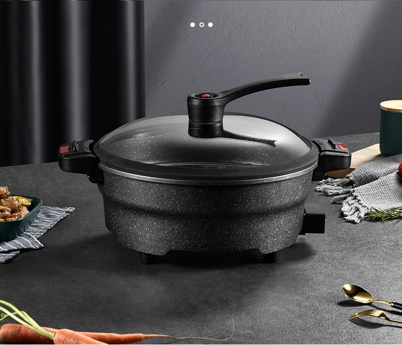 Electric Skillet with Low Pressure Function 32cm Non-Stick Coating with Temperature Control