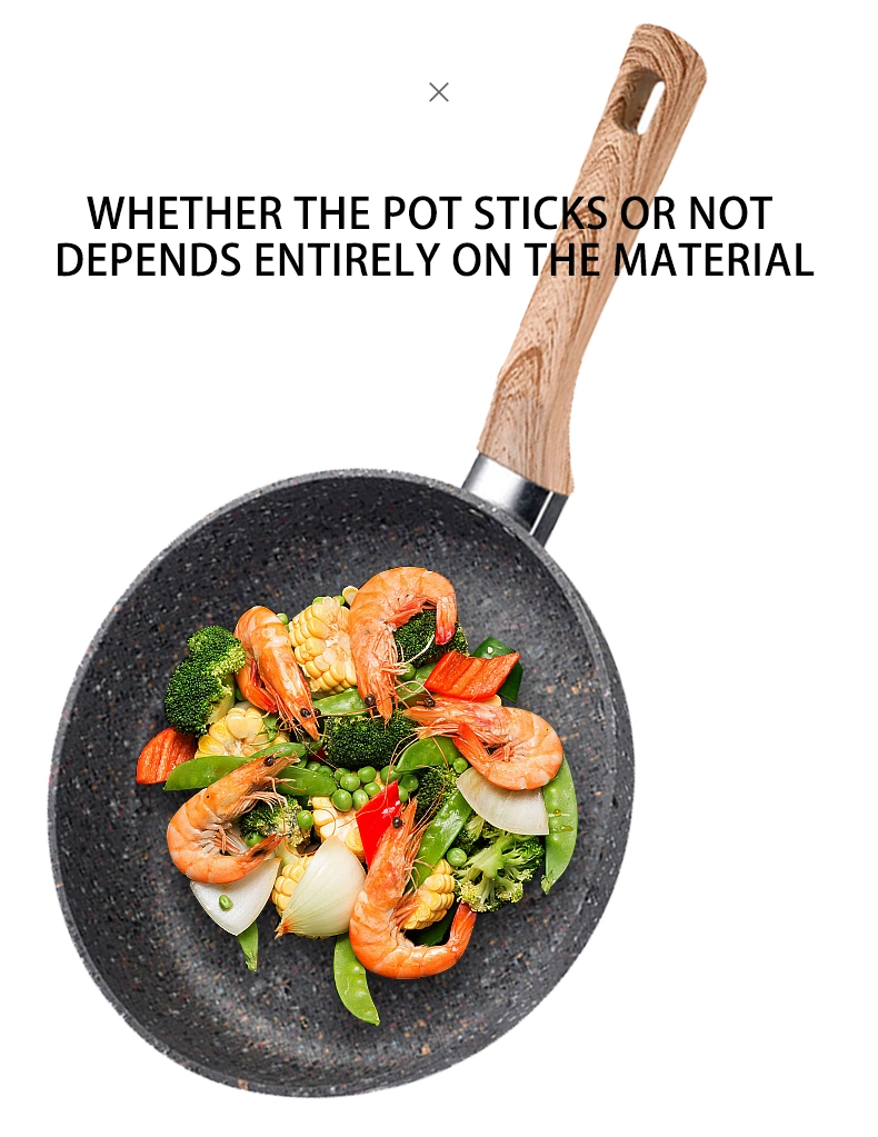 Direct Selling Kitchen Cooking 32cm Black Frypan Non Stick Induction Cast Fry Pan Maifan Stone Cookware Frying Pan with Lid