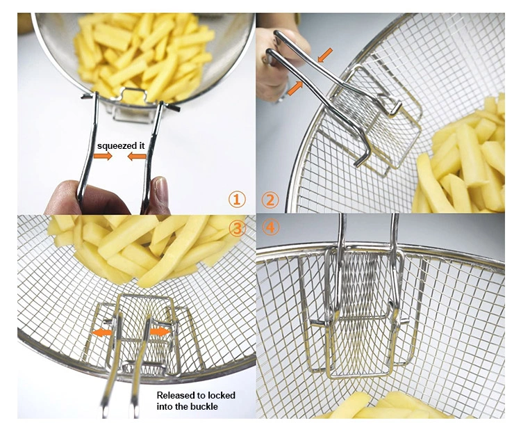 Commercial Kitchen Grid French Fries Basket Chips Fryer Basket Stainless Steel Frying Basket