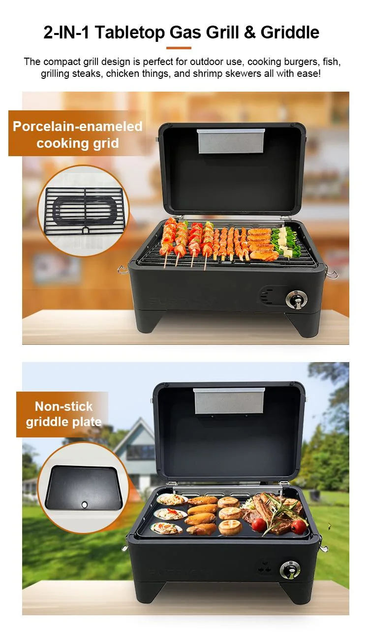 Portable Dual-Purpose Gas Frying Pan Cooking Grill Cooker