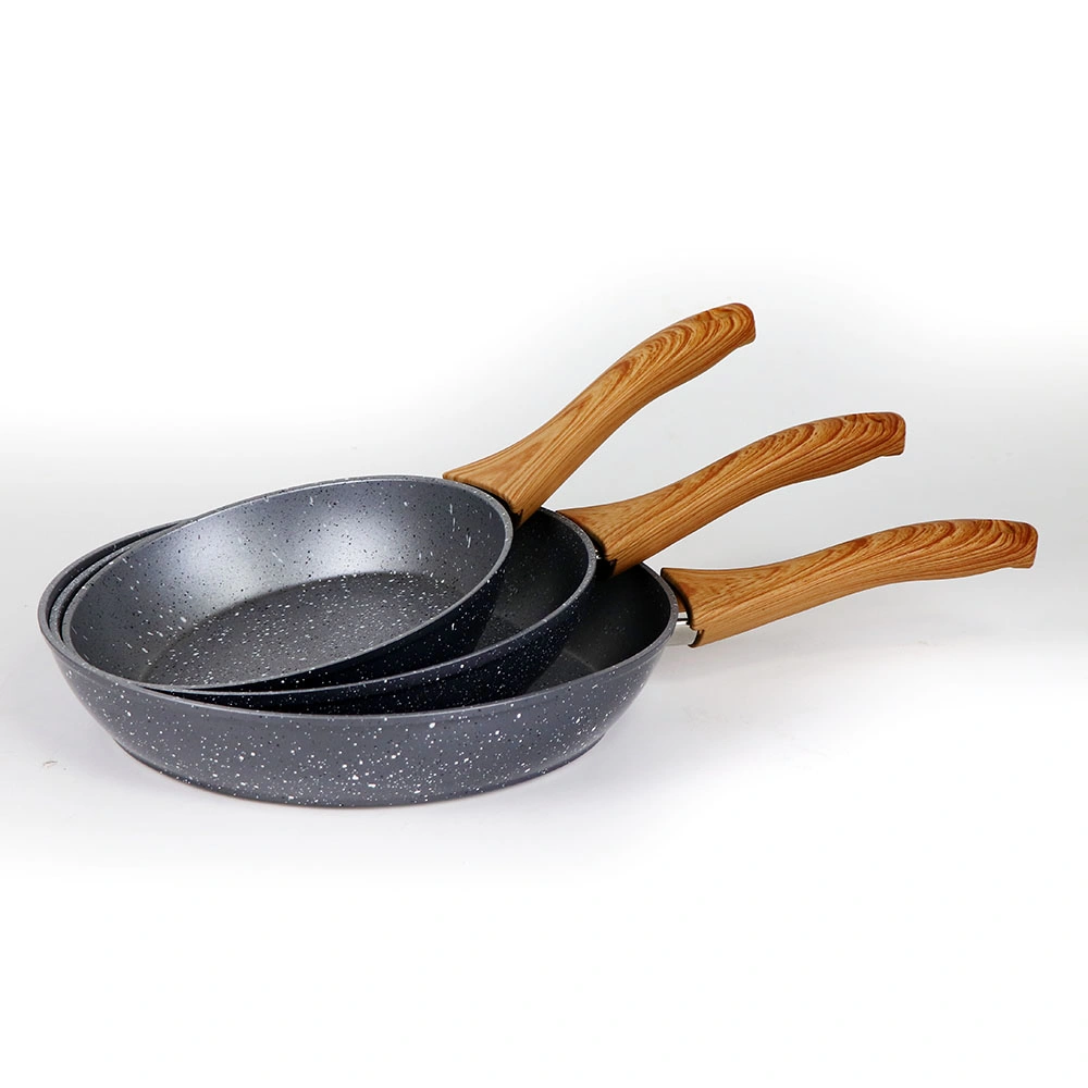 3PCS Grey Non-Stick Marble Frying Pan Set with Induction Base From Zhejiang