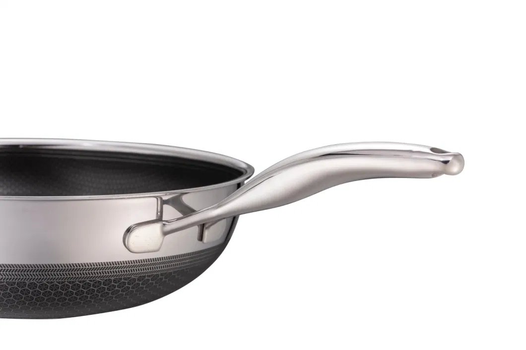 Hot Sales Cookware Stainless Steel Nonstick Double Layer Coating 30cm Wok
