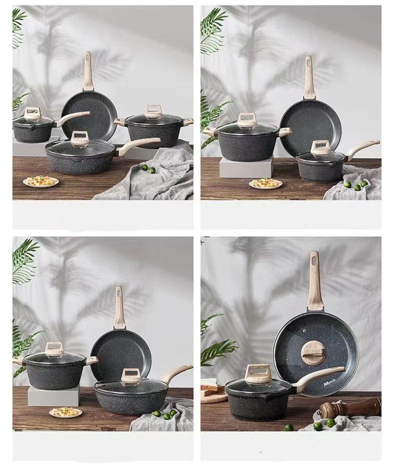 Granite Cookware Set Non Stick Frying Pan Aluminum Cooking Pots and Pans Set Household Utensils Marble Cookware Set