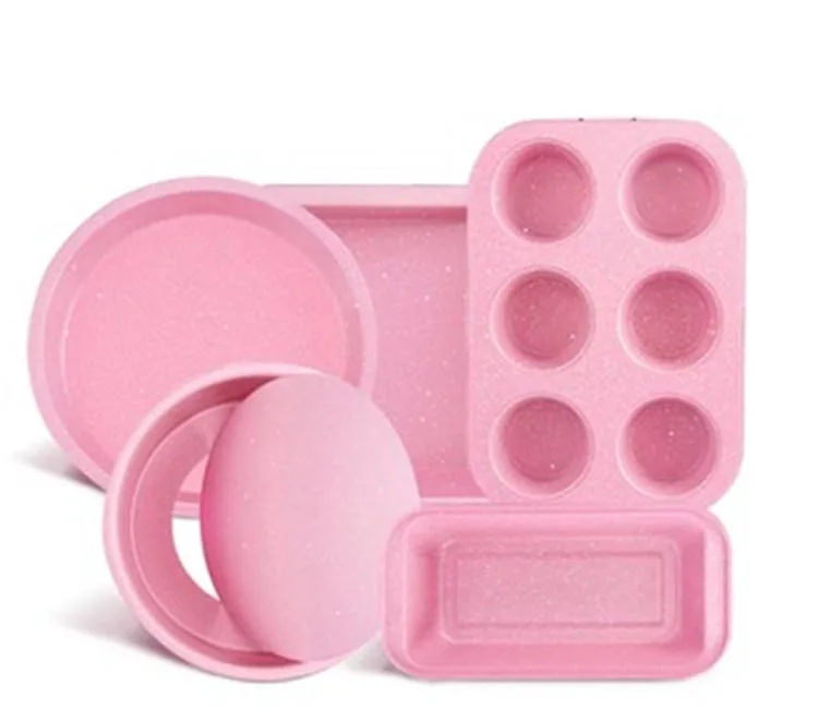 Pink Carbon Steel Cake Baking Molds Cake Bakeware Sets Rectangle Toast Loaf Pizza Pans