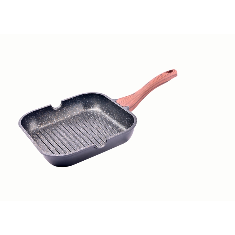 High Quality Aluminum Alloy Non-Stick Soft Touch Handle Steak Grill Pan and Frying Pan