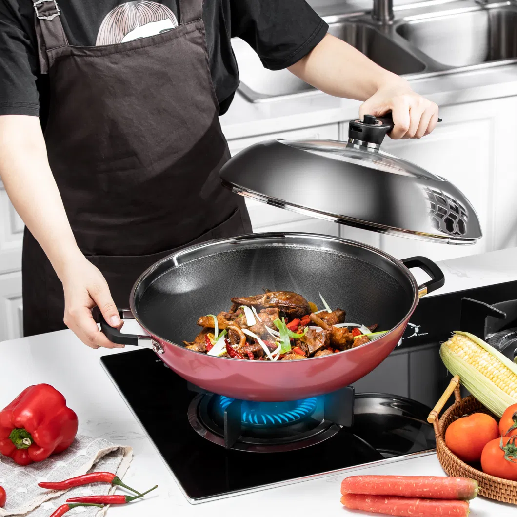 Hot Sales Cookware Stainless Steel Nonstick Eterna Coating Ceramic Outer Layer 36cm Wok