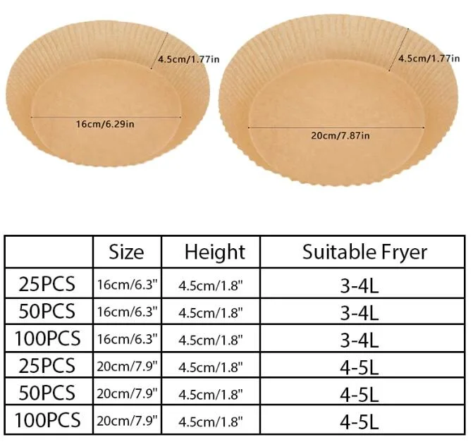 Air Fryer Parchment Paper Liners Customize Non-Stick Basket Mat for Frying Pan Dutch Oven Greaseproof Disposable Air Fryer Paper