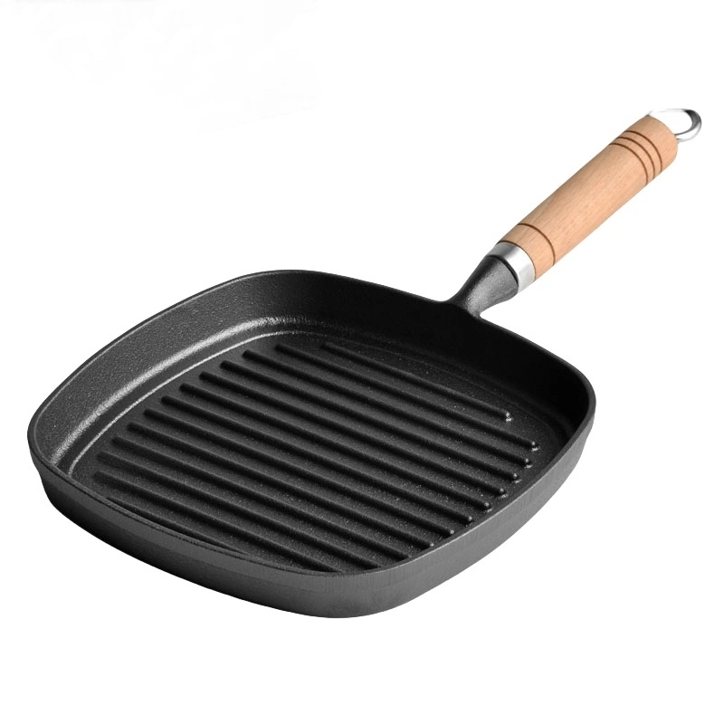 Square Non Stick Skillet, Cast Iron Steak Grill Cooking Frying Pan with Handle