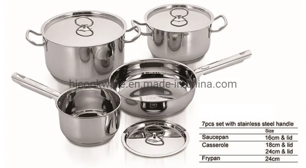 Cooker Induction 7PCS Stainless Steel Cookware Saucepan Frying Pan with Lid
