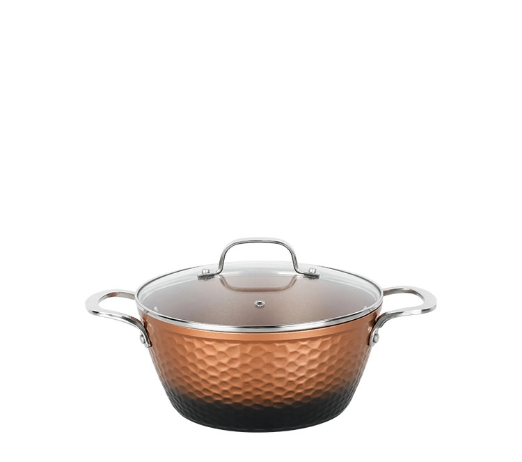 Copper Hammered Cookware Set, Triple Kitchenware Cooking Pot Includes Sauce Pan, Casserole, Frying Pan