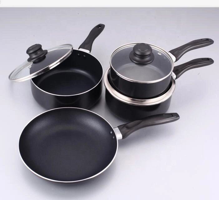 7PCS Aluminium Cooking Pots and Pans Nonstick Saucepan Frying Pan with White Ceramic Coating