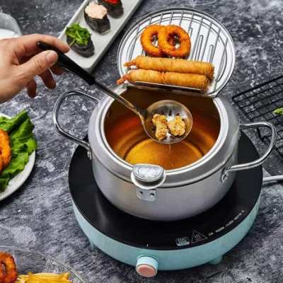 Popular olla de cocción profunda Utensilios de cocina Fryer Pan Control de temperatura inoxidable Sartén de acero