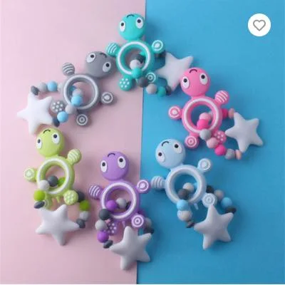 Bebé personalizada mordedor juguetes nuevos Tortuga Cartoon Big Star sin BPA bebé masticar juguete mordedor