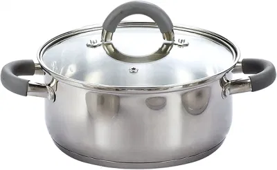 Silicona de color manejan Ollas y sartenes de uso doméstico de la cocina de acero inoxidable con tapa de cristal claro