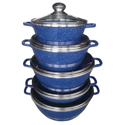 10 piezas de aluminio presofundido antiadherente utensilios de cocina Set África granito clásico El juego de ollas y sartenes incluye la sartén cazuela de salsa