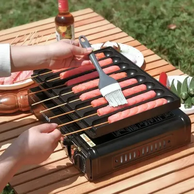 2023 aparatos de cocina y parrilla de perro caliente al aire libre haciendo rodillos Sartén a máquina