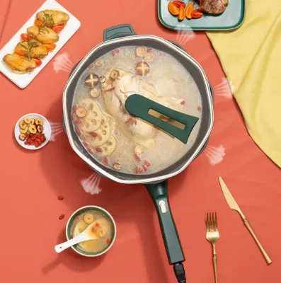 High-Tech 32cm Wok eléctrico con placa de ordenador, 1500W Calefacción
