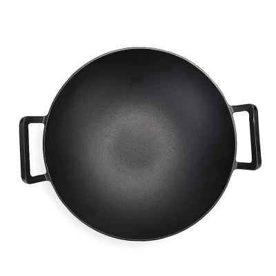 Gran negro de gran tamaño Camping anti-adherente juego de ollas de hierro fundido Sartén Wok sartén
