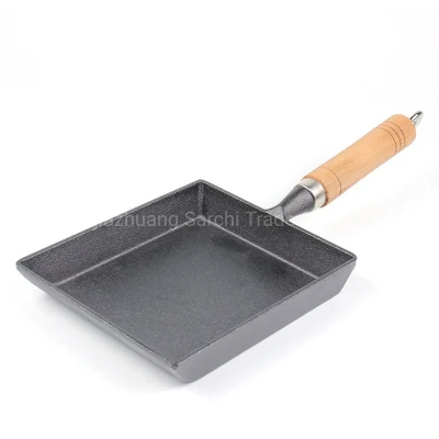 Tamagoyaki Japanese Omelet Pan fundición mango de madera