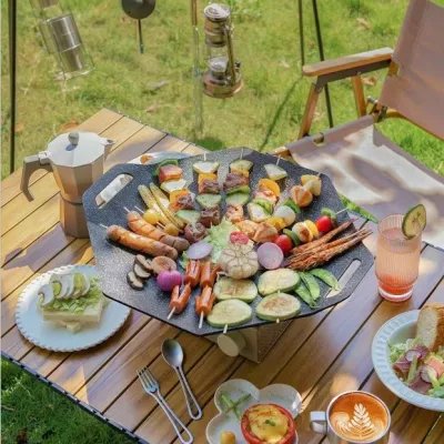 Camping Octagonal sartén Grille Grill Pan para exterior y.. Cocina Cocina