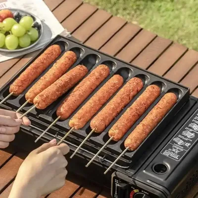 2023 aparatos de cocina y parrilla de perro caliente al aire libre haciendo rodillos Sartén a máquina