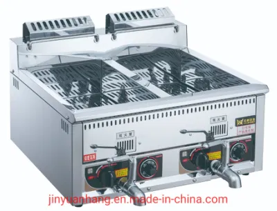 Papas fritas, pollo frito equipamiento de cocina gas sobremesa Double-Pot comercial maquina Freidora Bdh-12LW