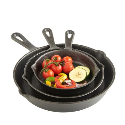 Juego de bandejas para sartén de hierro fundido de 3 piezas - Pre-sazonadas, caja fuerte para horno - 6&quot;, 8&quot;, 10&quot; - adecuado para todas las placas, incluida la inducción