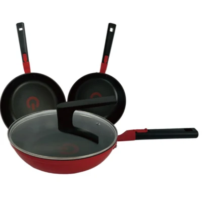 Cocina personalizada Granite antiadherente utensilios de cocina conjunto olla sopa y Sartén con asa
